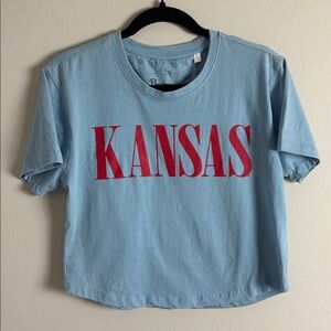 PRESSBOX KANSAS JAYHAWKS WOMENS CROP SHORT SLEEVE T-SHIRT Size Small